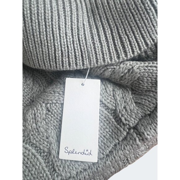 Splendid Abbott Short Sleeve Sweater Gray Cable Knit Pattern Turtleneck Large - Picture 6 of 16